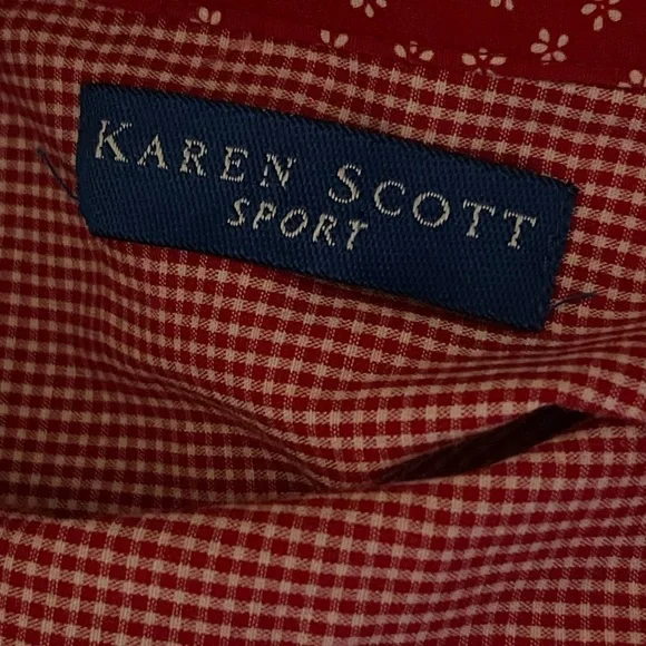 Karen Scott Vintage Red Gingham Christmas Shirt XL Embroidered Snowman Reindeer - Picture 4 of 6